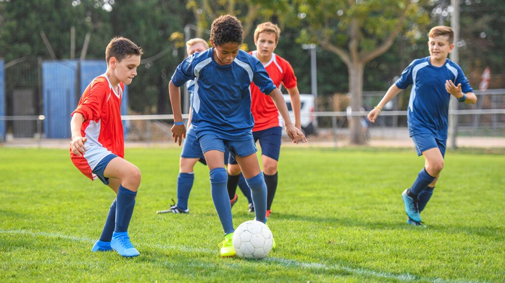 Kids playing soccer