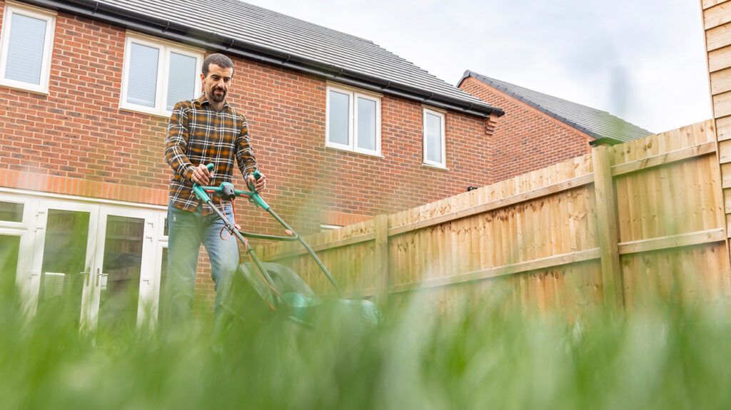 Man mowing lawn