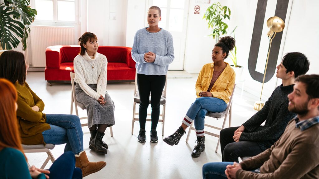 People attending a support group