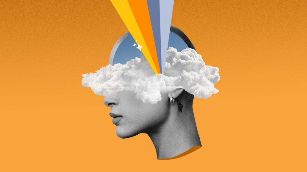 Collage by Jess Murphy to illustrate how positivity can rewire the brain