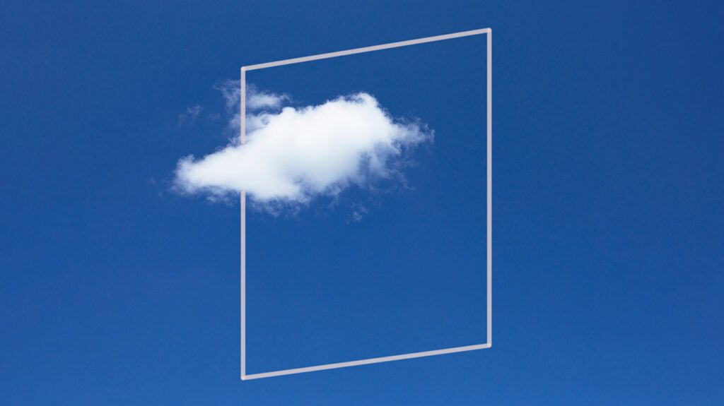 Cloud floating through a square outline