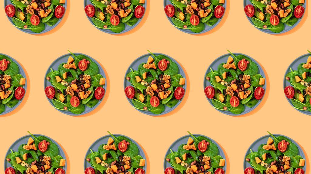 Plates of colorful vegetables