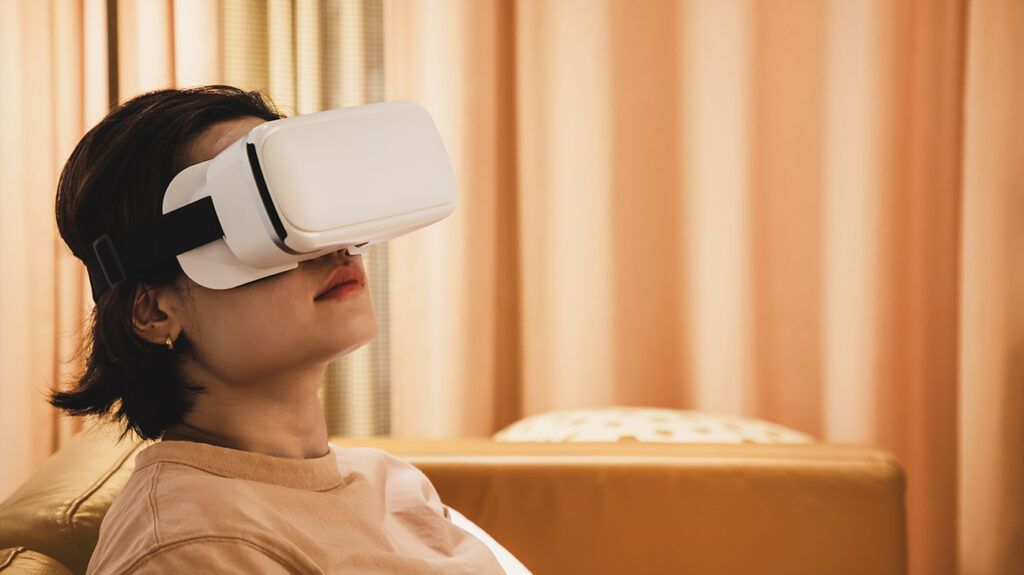 A person using a virtual reality headset