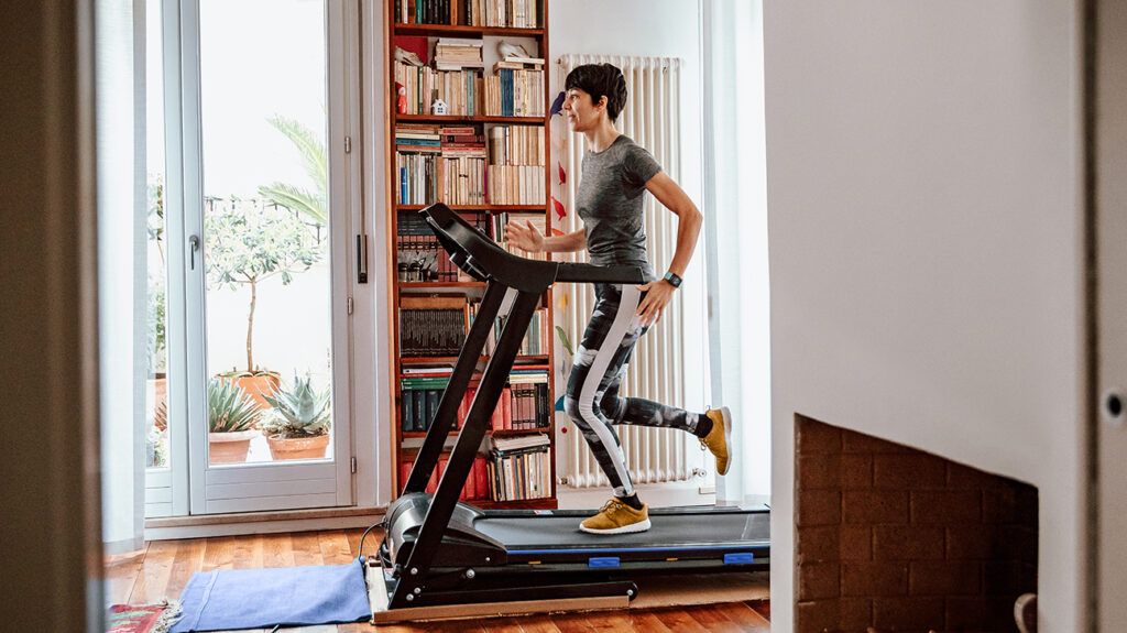 Woman running on treadmill