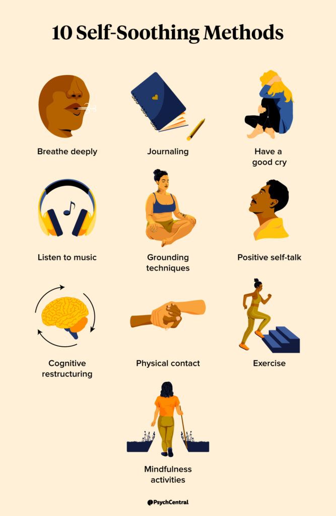 An infographic showing 10 self-soothing methods