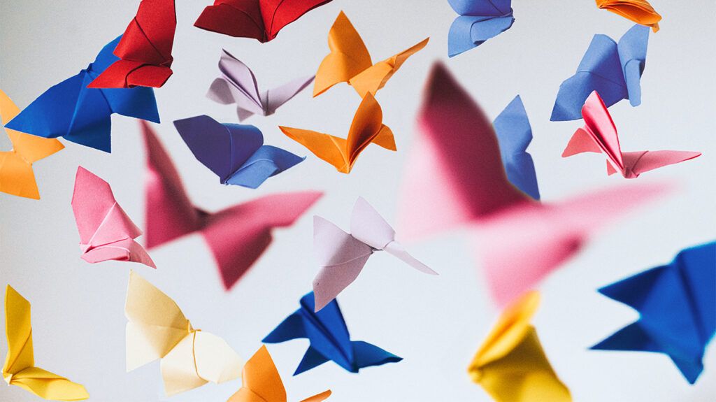 Assorted origami butterflies 