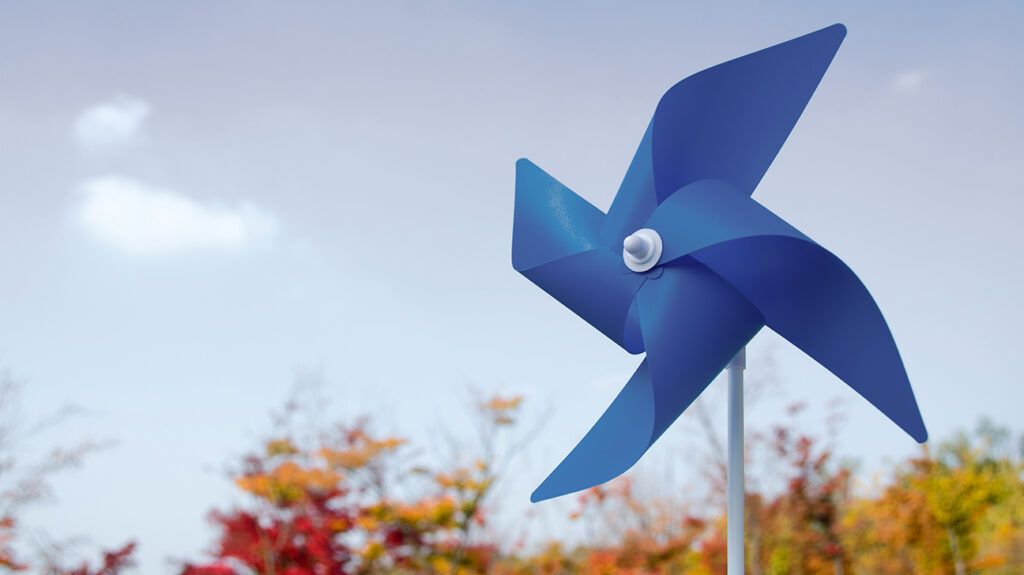 A blue paper windmill, symbolic of mood changes in rapid cycling bipolar disorder