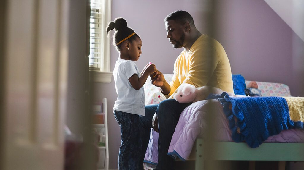 black father daughter talking about mental health