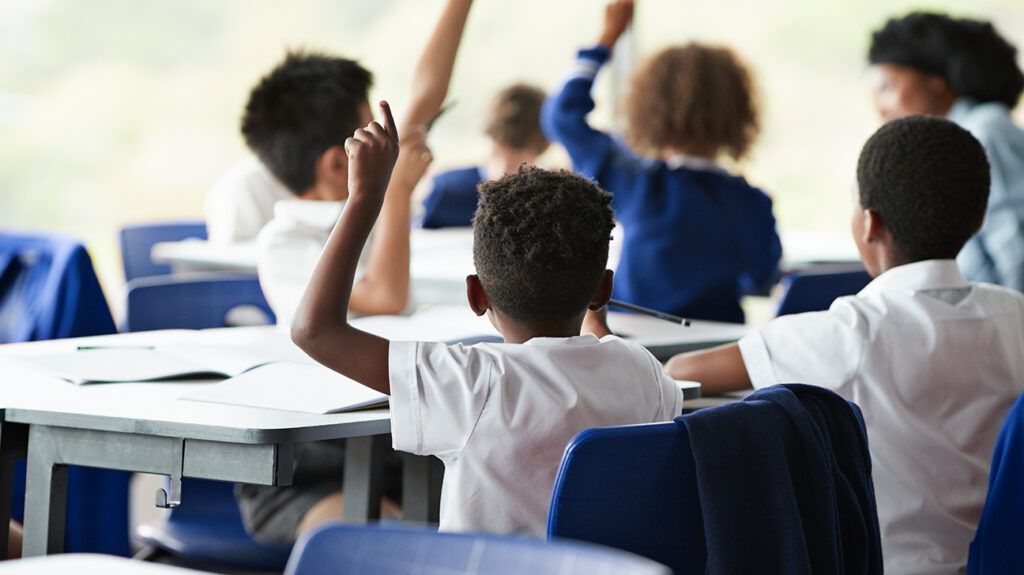 black student raising hand