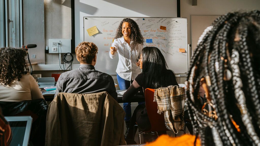 Teacher with social anxiety managing lecture