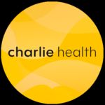 charlie health logo against orange background