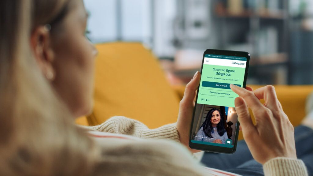 Talkspace teletherapy on cell phone