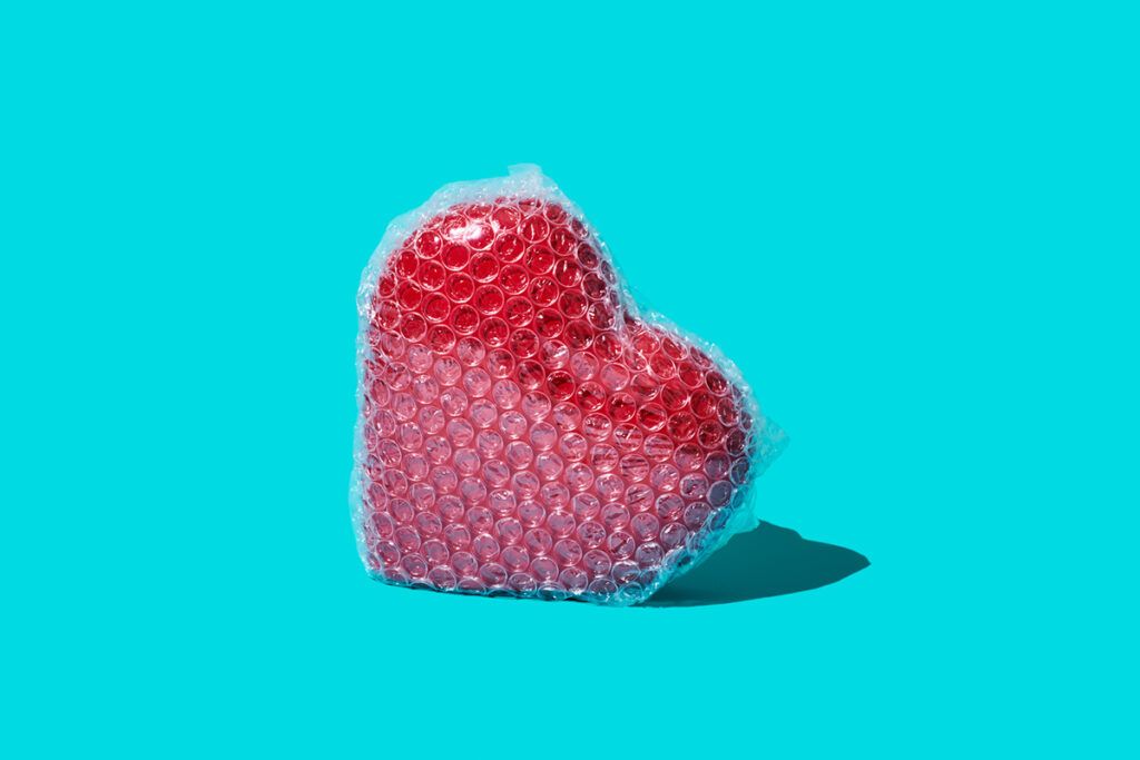 A heart wrapped in bubble wrap