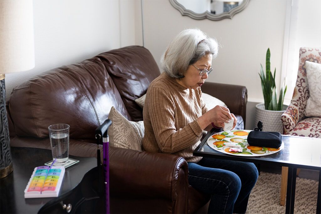 person testing blood sugar