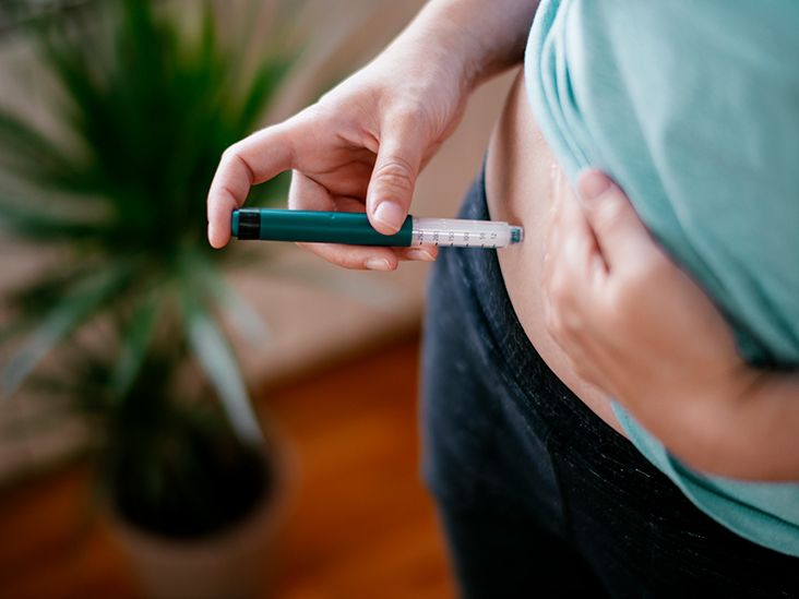 A person injecting a GLP-1 into their abdomen.
